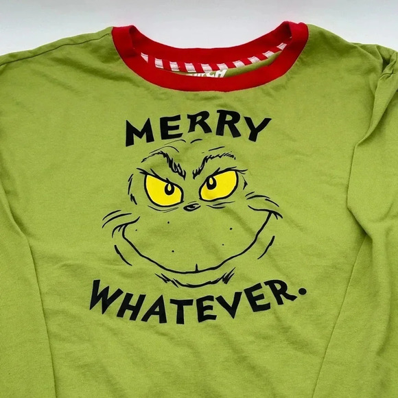 Dr Seuss THE GRINCH Mens Christmas Holiday MERRY WHATEVER PJ Pajama Top Size XL - Picture 2 of 7